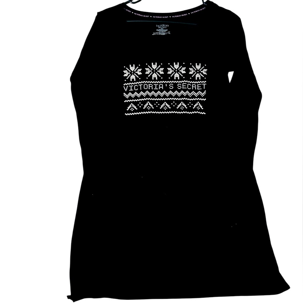 Victoria's Secret Black and Sparkling Lettering Pajama Shirt Dress